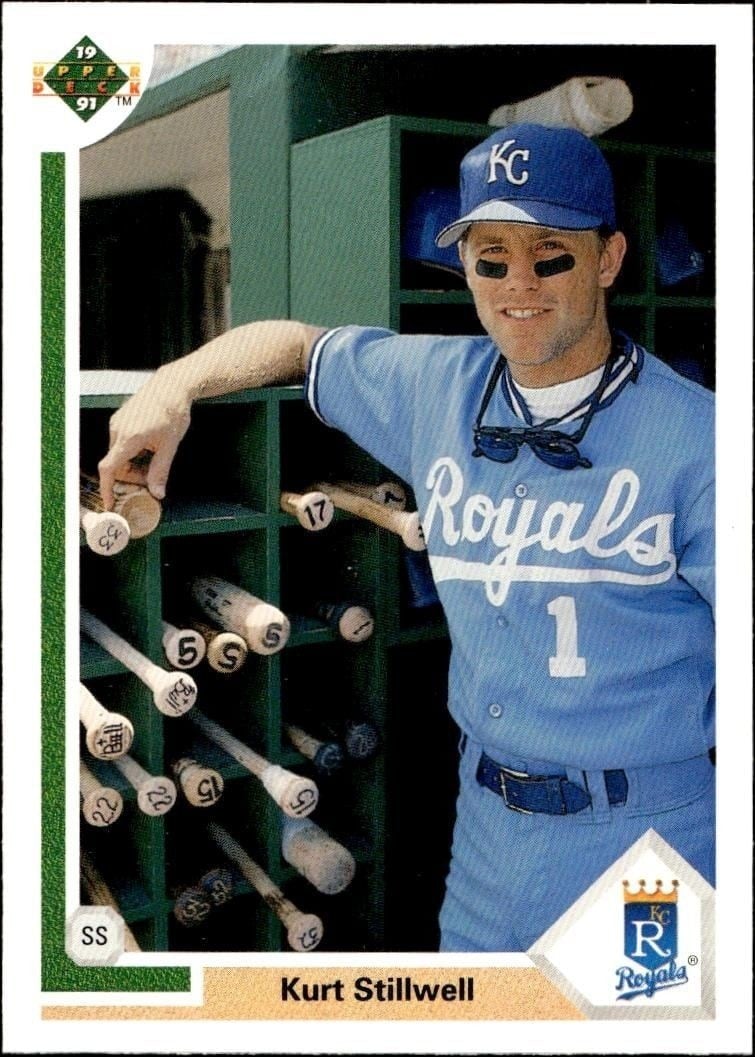 Kurt Stillwell 1991 Upper Deck Low Number #587 Baseball Trading Card - Front 1991 Upper Deck Low Number Kurt Stillwell #587 baseball trading card front