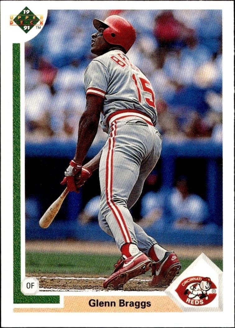 Glenn Braggs 1991 Upper Deck Low Number #631 Baseball Trading Card - Front 1991 Upper Deck Low Number Glenn Braggs #631 baseball trading card front