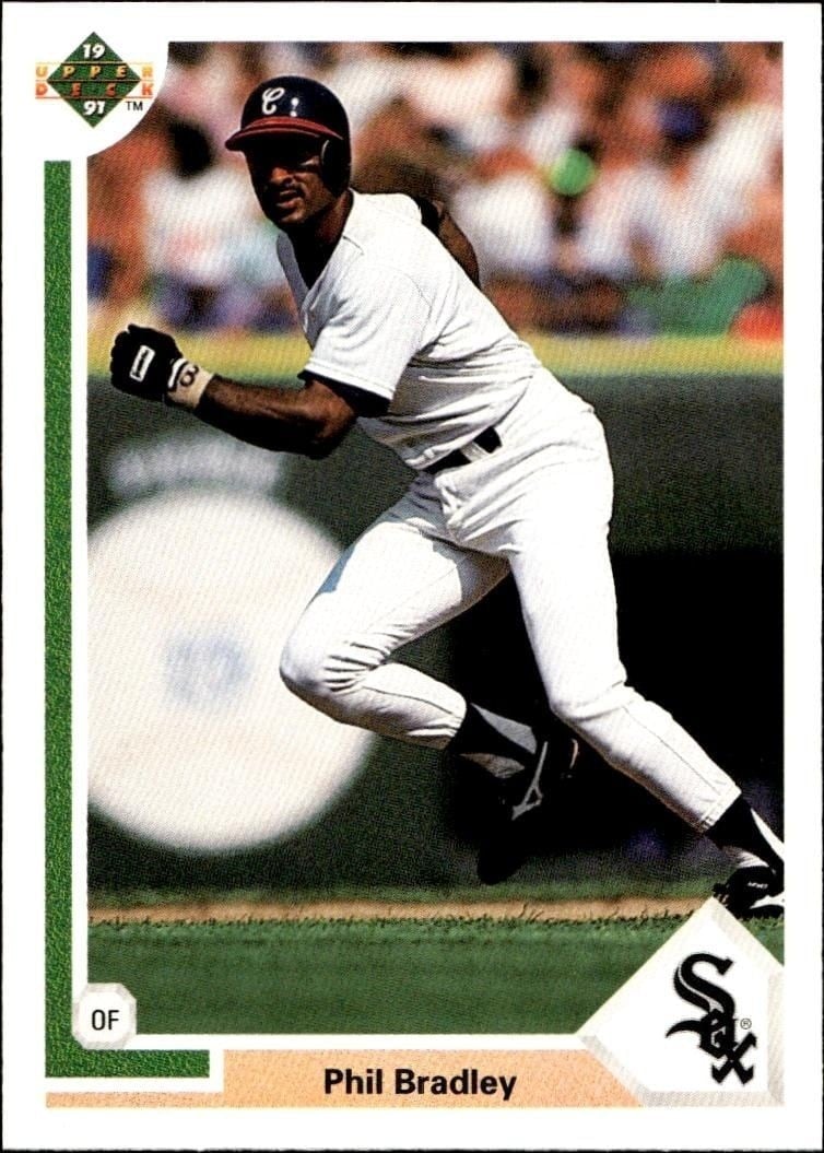 Phil Bradley 1991 Upper Deck Low Number #641 Baseball Trading Card - Front 1991 Upper Deck Low Number Phil Bradley #641 baseball trading card front