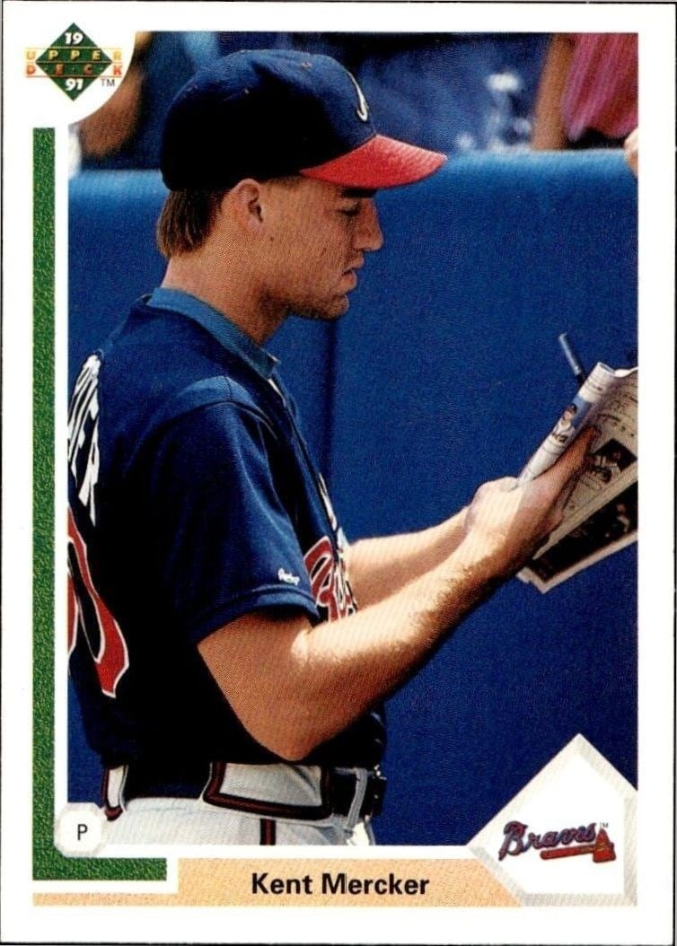 Kent Mercker 1991 Upper Deck Low Number #642 Baseball Trading Card - Front 1991 Upper Deck Low Number Kent Mercker #642 baseball trading card front