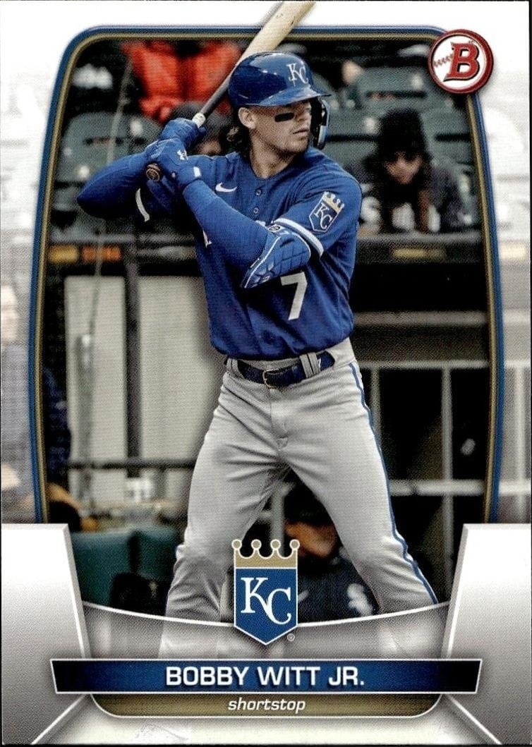 Bobby Witt Jr. 2023 Bowman #57 Baseball Trading Card - Front 2023 Bowman Bobby Witt Jr. #57 baseball trading card front