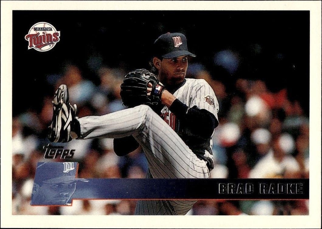 Brad Radke 1996 Topps #163 Baseball Trading Card - Front 1996 Topps Brad Radke #163 baseball trading card front