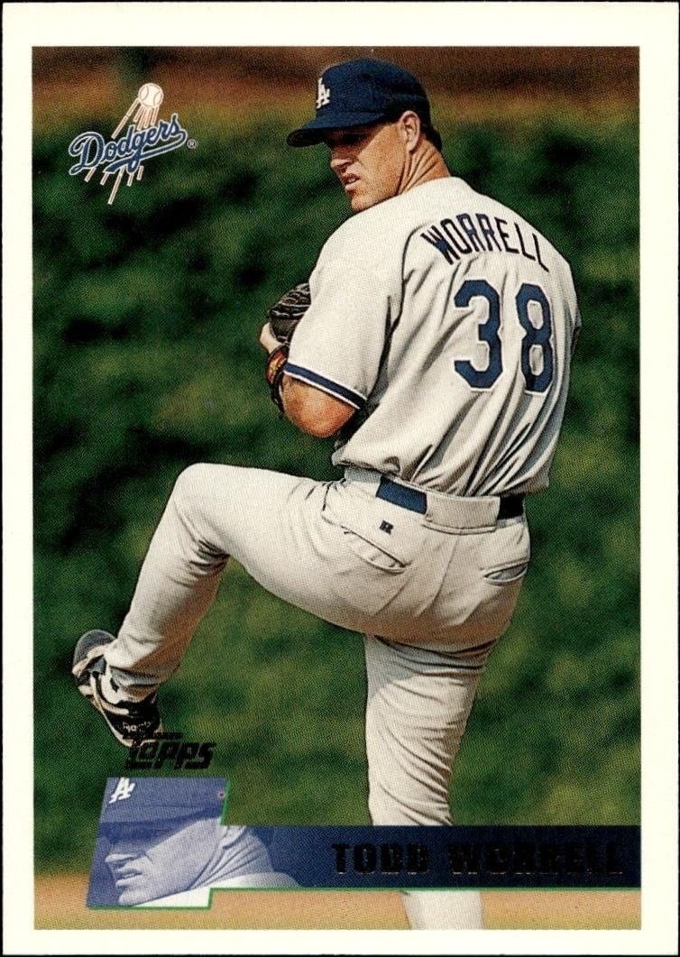 Todd Worrell 1996 Topps Series 2 #412 Baseball Trading Card - Front 1996 Topps Series 2 Todd Worrell #412 baseball trading card front