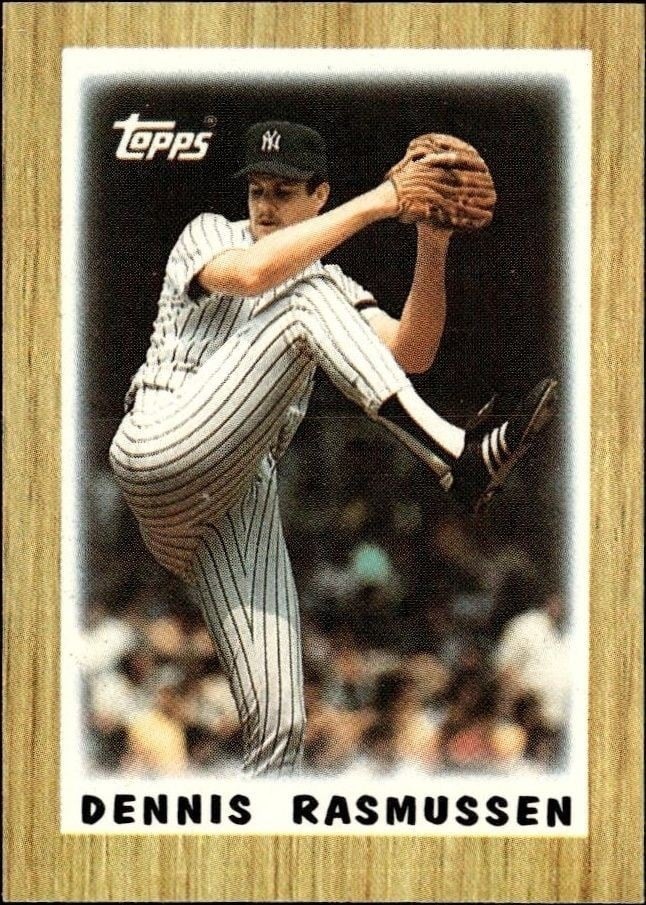 Dennis Rasmussen 1987 Topps Minis #66 Baseball Trading Card - Front 1987 Topps Minis Dennis Rasmussen #66 baseball trading card front