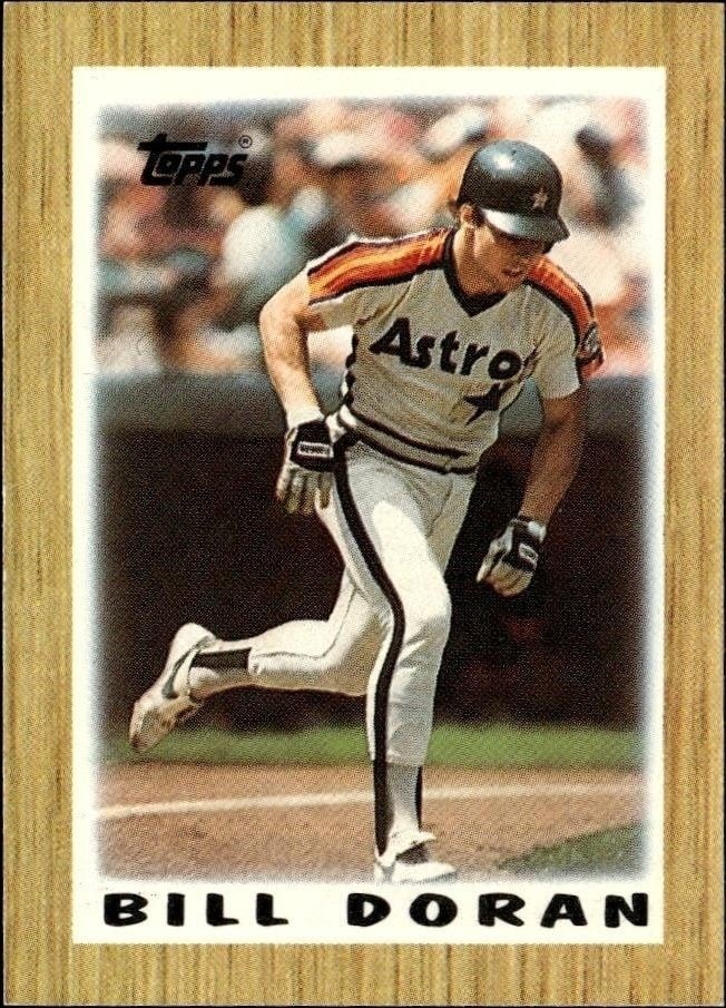 Bill Doran 1987 Topps Minis #9 Baseball Trading Card - Front 1987 Topps Minis Bill Doran #9 baseball trading card front