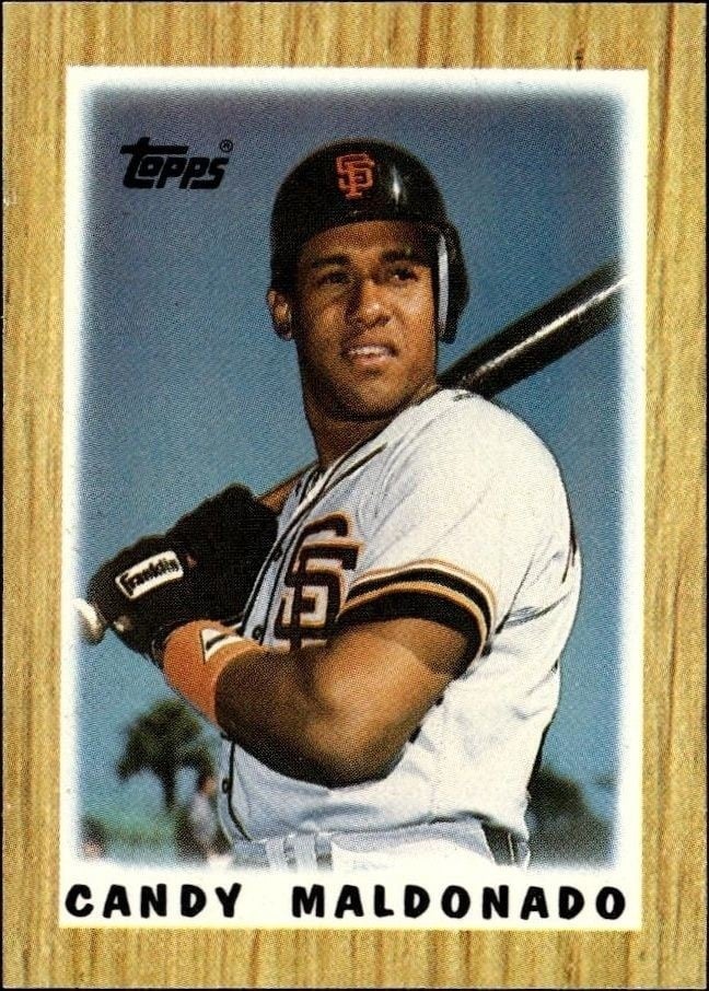Candy Maldonado 1987 Topps Minis #37 Baseball Trading Card - Front 1987 Topps Minis Candy Maldonado #37 baseball trading card front