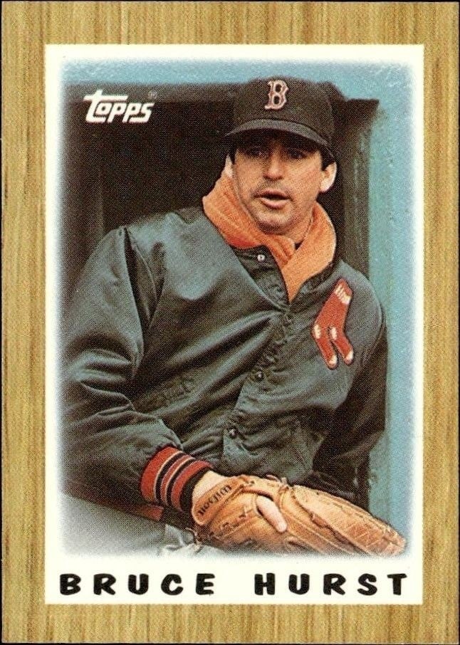 Bruce Hurst 1987 Topps Minis #43 Baseball Trading Card - Front 1987 Topps Minis Bruce Hurst #43 baseball trading card front