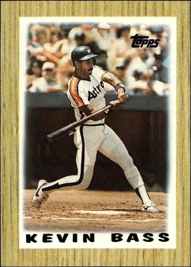 Kevin Bass 1987 Topps Minis #7 Baseball Trading Card - Front 1987 Topps Minis Kevin Bass #7 baseball trading card front