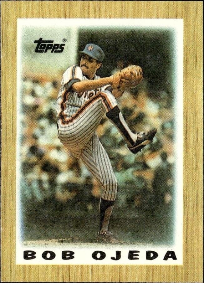 Bob Ojeda 1987 Topps Minis #25 Baseball Trading Card - Front 1987 Topps Minis Bob Ojeda #25 baseball trading card front