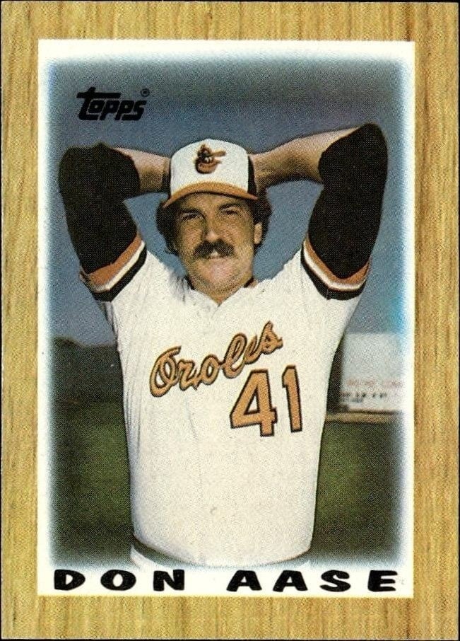 Don Aase 1987 Topps Minis #38 Baseball Trading Card - Front 1987 Topps Minis Don Aase #38 baseball trading card front