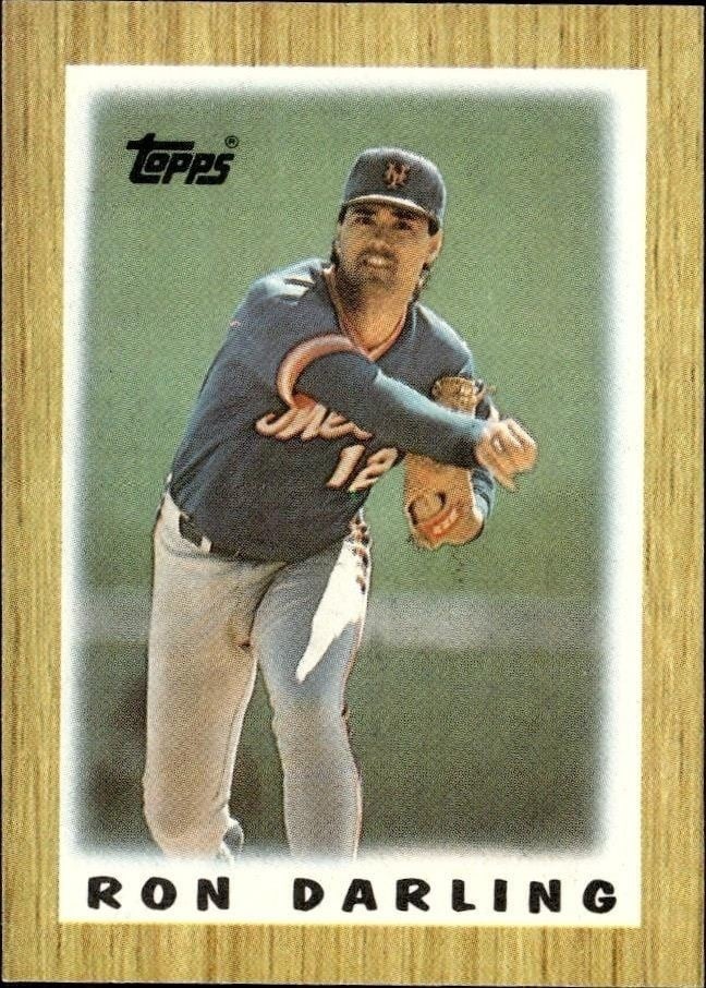 Ron Darling 1987 Topps Minis #21 Baseball Trading Card - Front 1987 Topps Minis Ron Darling #21 baseball trading card front