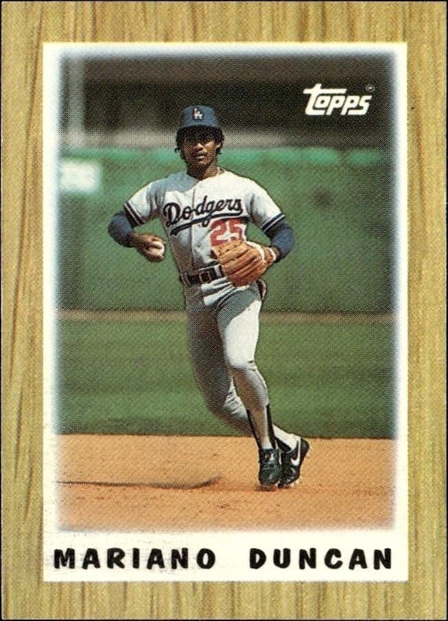 Mariano Duncan 1987 Topps Minis #13 Baseball Trading Card - Front 1987 Topps Minis Mariano Duncan #13 baseball trading card front
