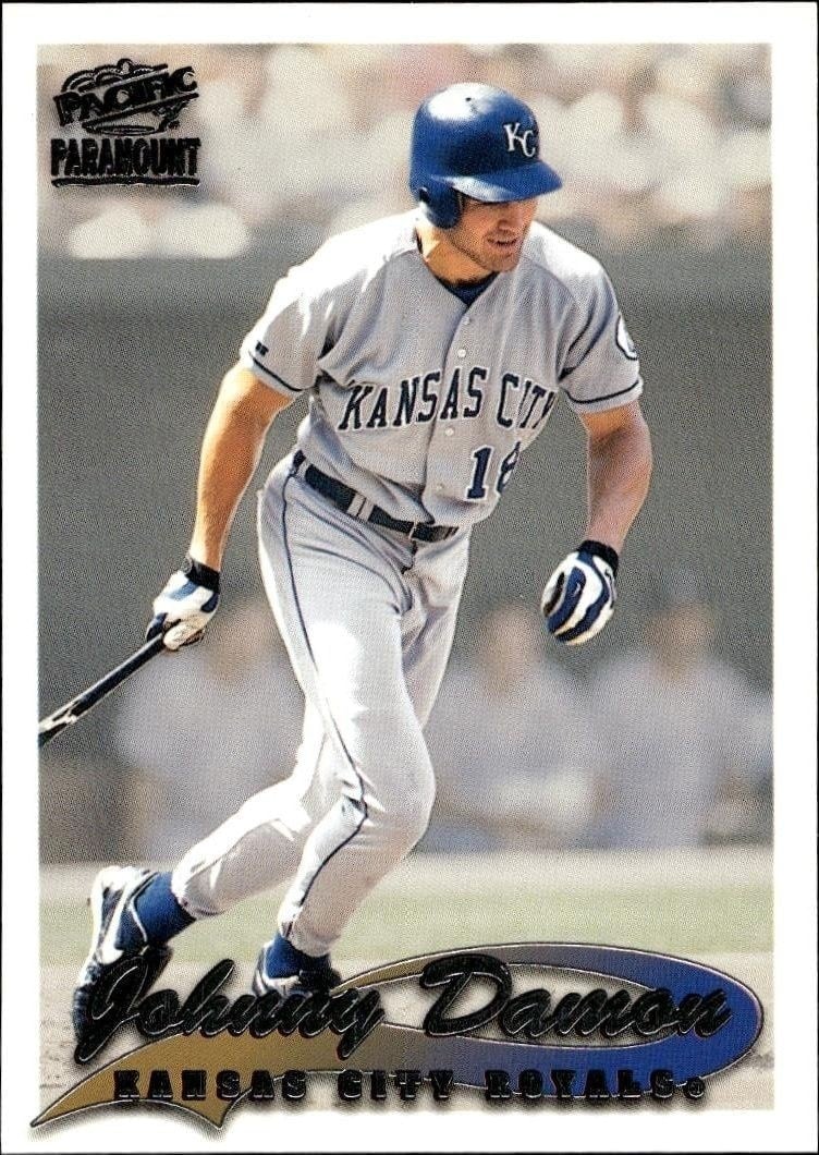 Johnny Damon 1999 Pacific Paramount #109 Baseball Trading Card - Front 1999 Pacific Paramount Johnny Damon #109 baseball trading card front