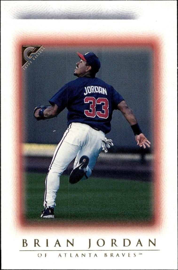 Brian Jordan 1999 Topps Gallery #75 Baseball Trading Card - Front 1999 Topps Gallery Brian Jordan #75 baseball trading card front