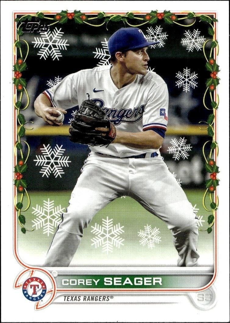 Corey Seager 2022 Topps Holiday #HW134 Baseball Trading Card - Front 2022 Topps Holiday Corey Seager #HW134 baseball trading card front
