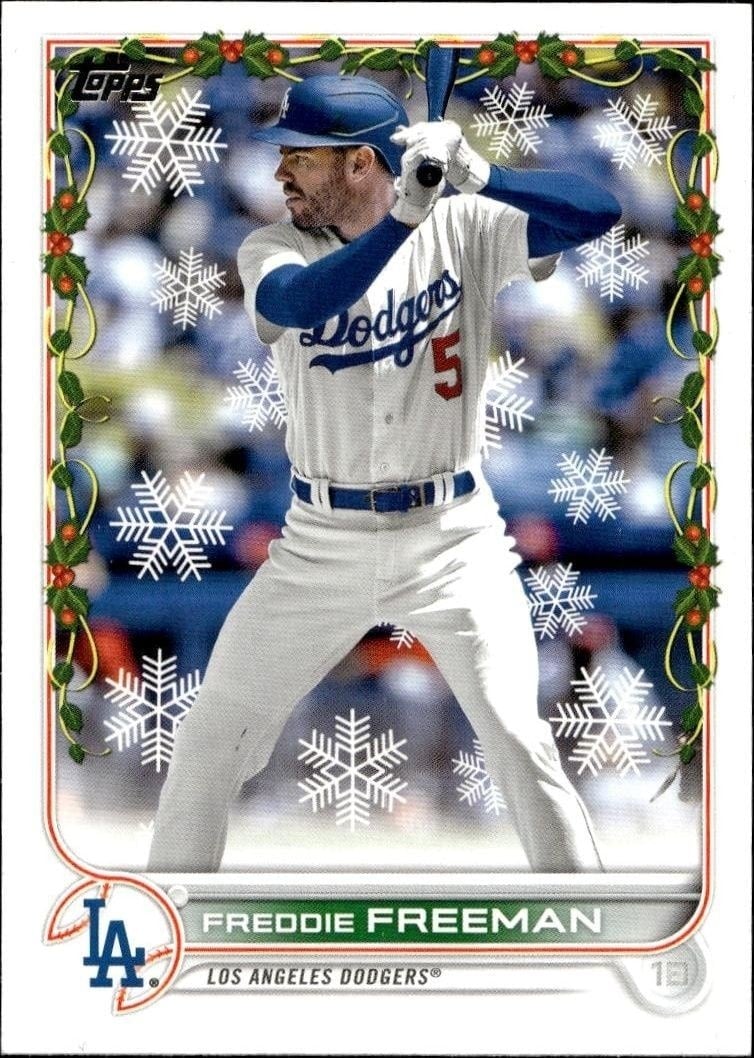Freddie Freeman 2022 Topps Holiday #HW82 Baseball Trading Card - Front 2022 Topps Holiday Freddie Freeman #HW82 baseball trading card front