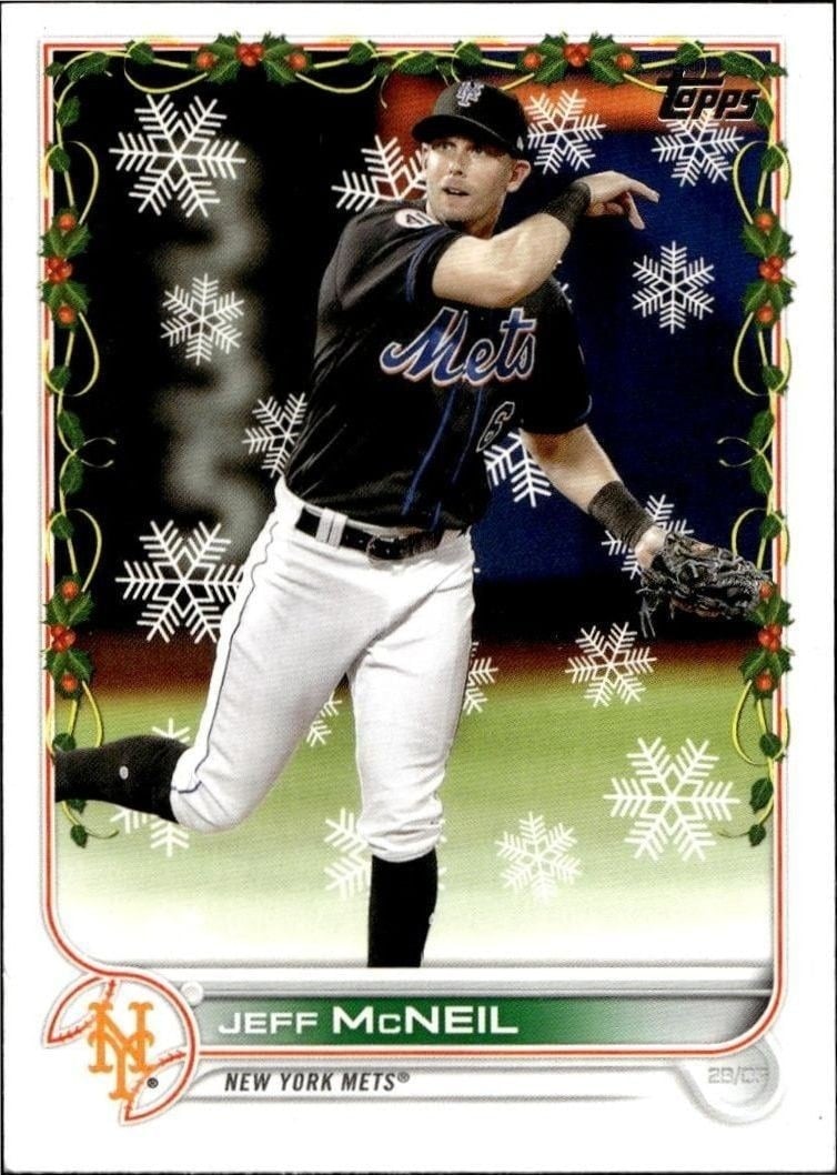 Jeff McNeil 2022 Topps Holiday #HW59 Baseball Trading Card - Front 2022 Topps Holiday Jeff McNeil #HW59 baseball trading card front