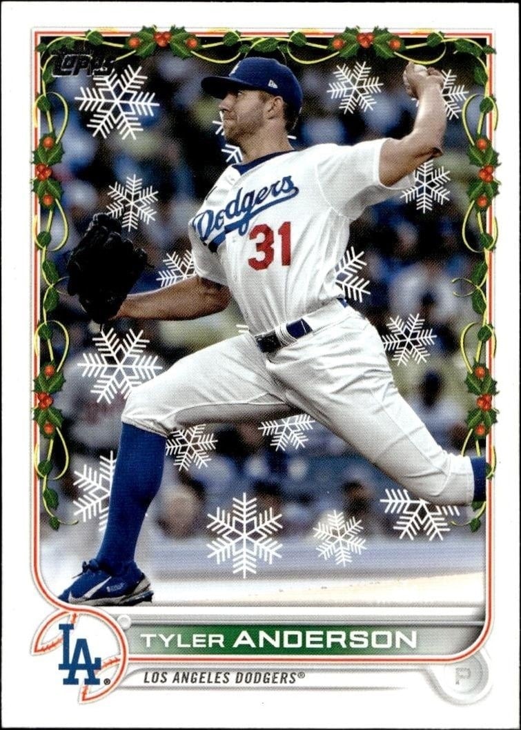 Tyler Anderson 2022 Topps Holiday #HW33 Baseball Trading Card - Front 2022 Topps Holiday Tyler Anderson #HW33 baseball trading card front