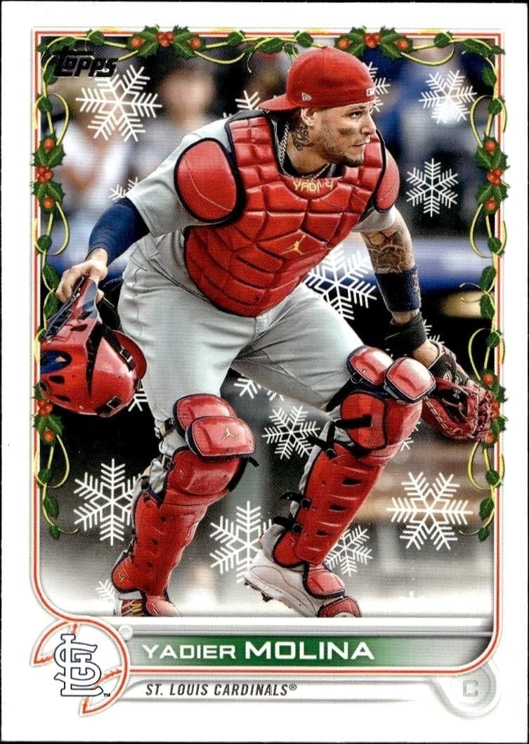 Yadier Molina 2022 Topps Holiday #HW6 Baseball Trading Card - Front 2022 Topps Holiday Yadier Molina #HW6 baseball trading card front