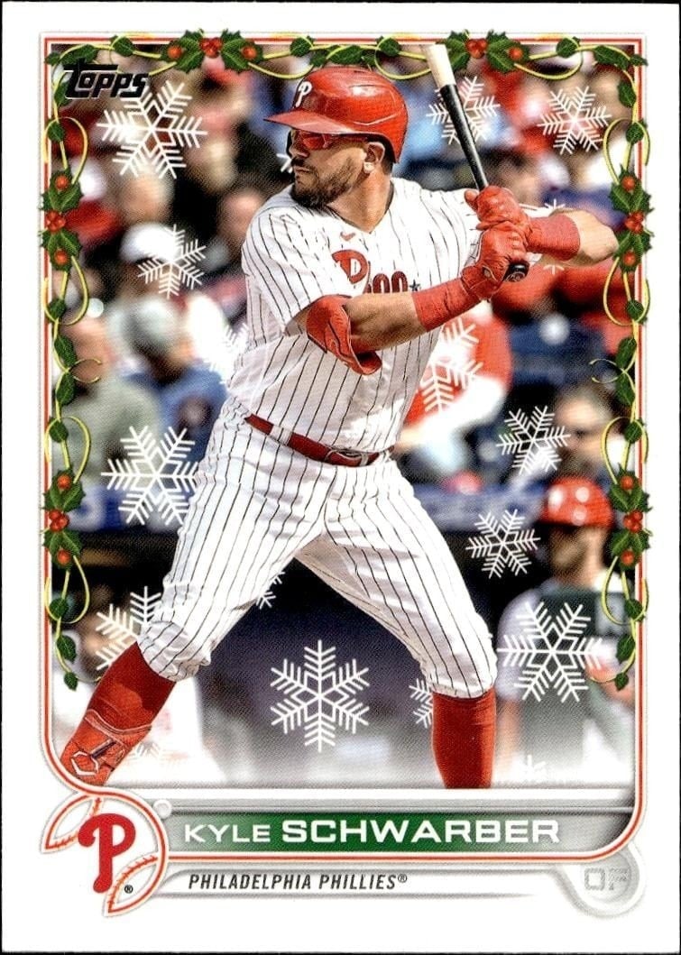 Kyle Schwarber 2022 Topps Holiday #HW99 Baseball Trading Card - Front 2022 Topps Holiday Kyle Schwarber #HW99 baseball trading card front