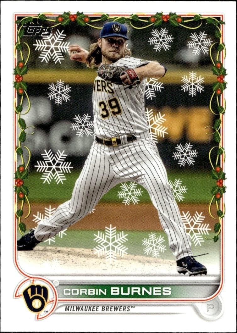 Corbin Burnes 2022 Topps Holiday #HW165 Baseball Trading Card - Front 2022 Topps Holiday Corbin Burnes #HW165 baseball trading card front