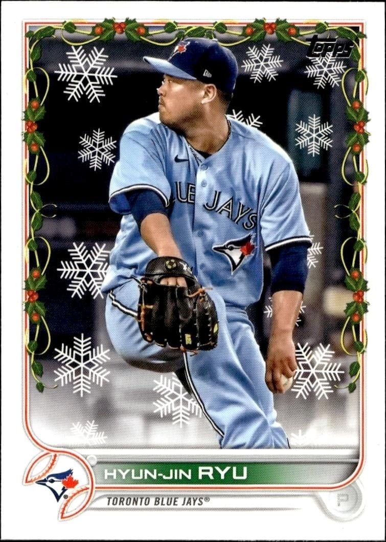 Hyun-Jin Ryu 2022 Topps Holiday #HW152 Baseball Trading Card - Front 2022 Topps Holiday Hyun-Jin Ryu #HW152 baseball trading card front