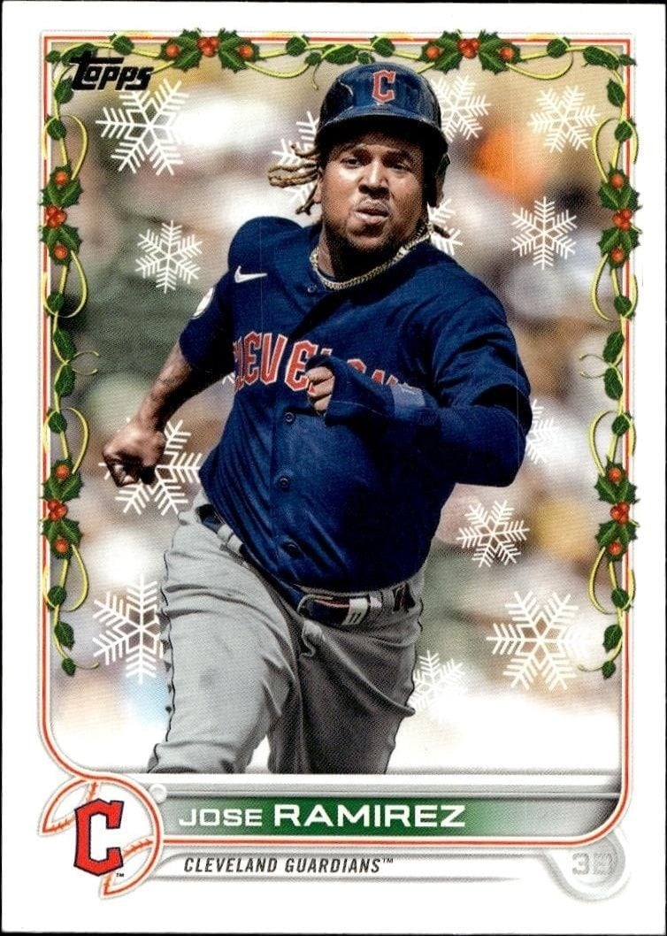 Jose Ramirez 2022 Topps Holiday #HW151 Baseball Trading Card - Front 2022 Topps Holiday Jose Ramirez #HW151 baseball trading card front