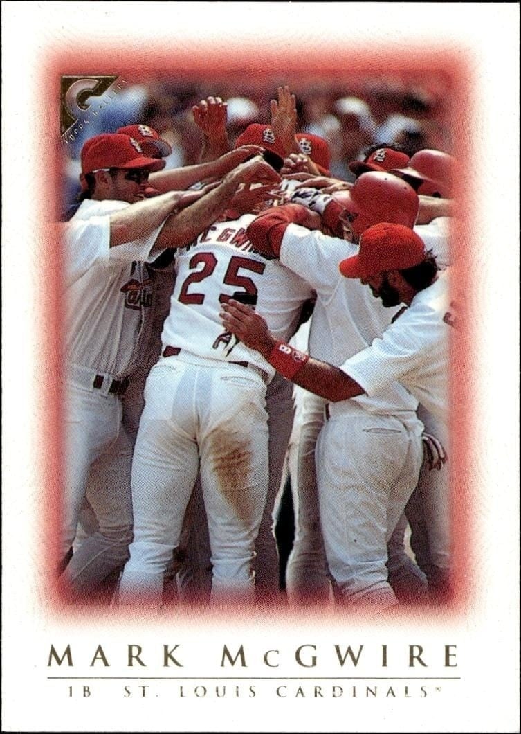 Mark McGwire 1999 Topps Gallery #1 Baseball Trading Card - Front 1999 Topps Gallery Mark McGwire #1 baseball trading card front