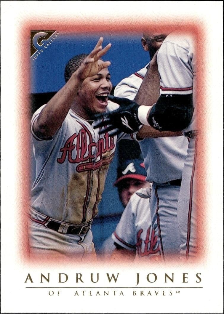 Andruw Jones 1999 Topps Gallery #92 Baseball Trading Card - Front 1999 Topps Gallery Andruw Jones #92 baseball trading card front