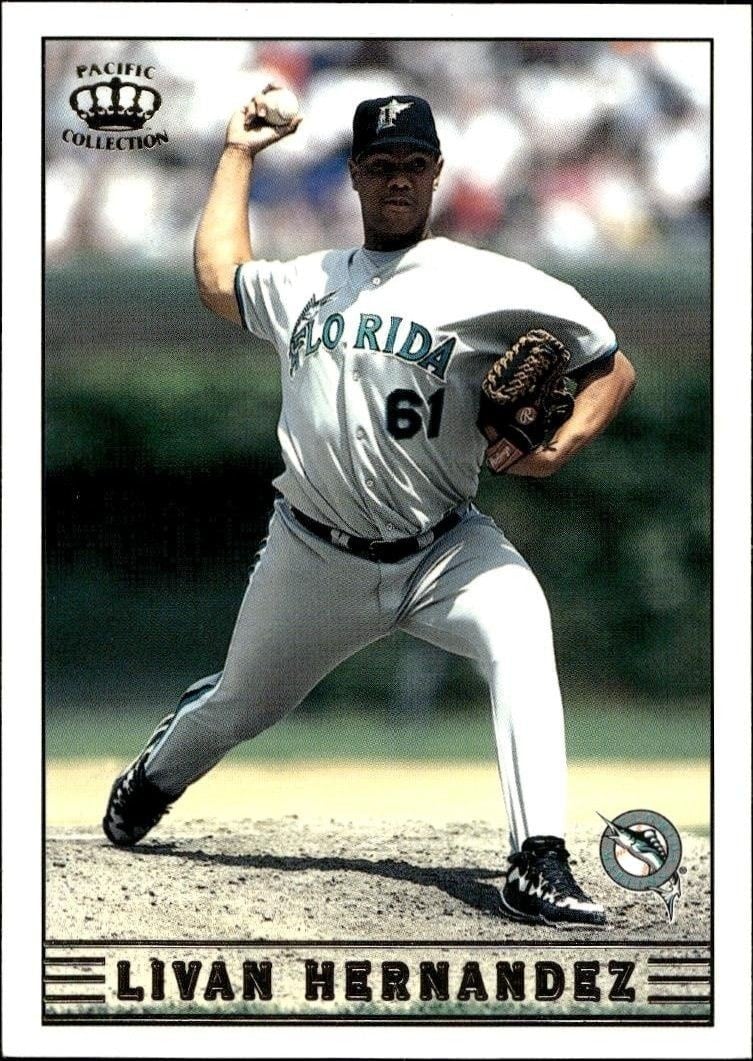 Livan Hernandez 1999 Pacific Crown Collection #115 Baseball Trading Card - Front 1999 Pacific Crown Collection Livan Hernandez #115 baseball trading card front