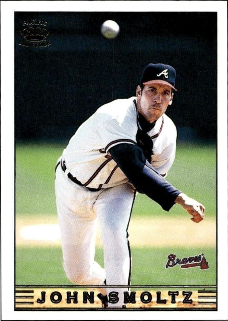 John Smoltz 1999 Pacific Crown Collection #32 Baseball Trading Card - Front 1999 Pacific Crown Collection John Smoltz #32 baseball trading card front