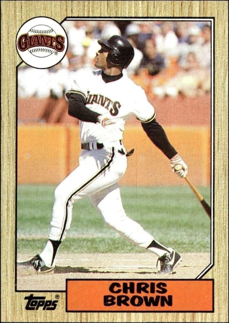 Chris Brown 1987 Topps #180 Baseball Trading Card - Front 1987 Topps Chris Brown #180 baseball trading card front