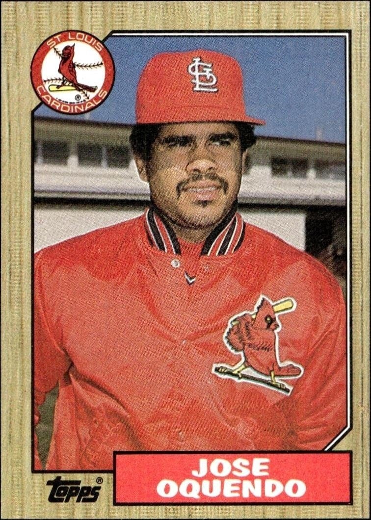 Jose Oquendo 1987 Topps #133 Baseball Trading Card - Front 1987 Topps Jose Oquendo #133 baseball trading card front