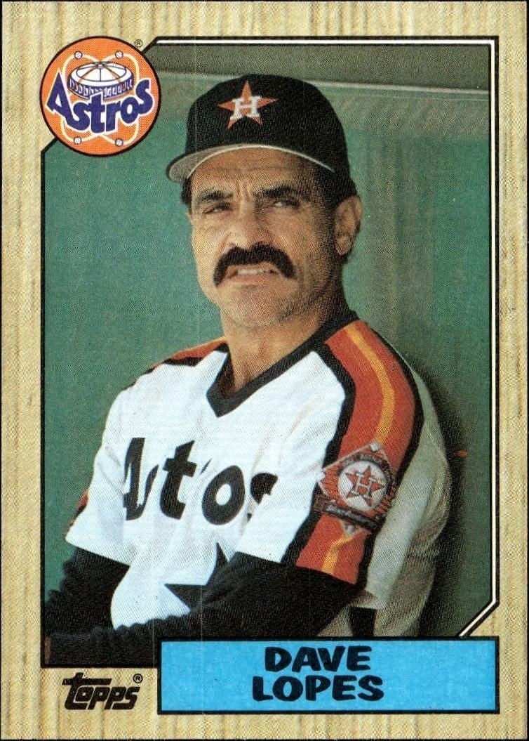 Dave Lopes 1987 Topps #445 Baseball Trading Card - Front 1987 Topps Dave Lopes #445 baseball trading card front