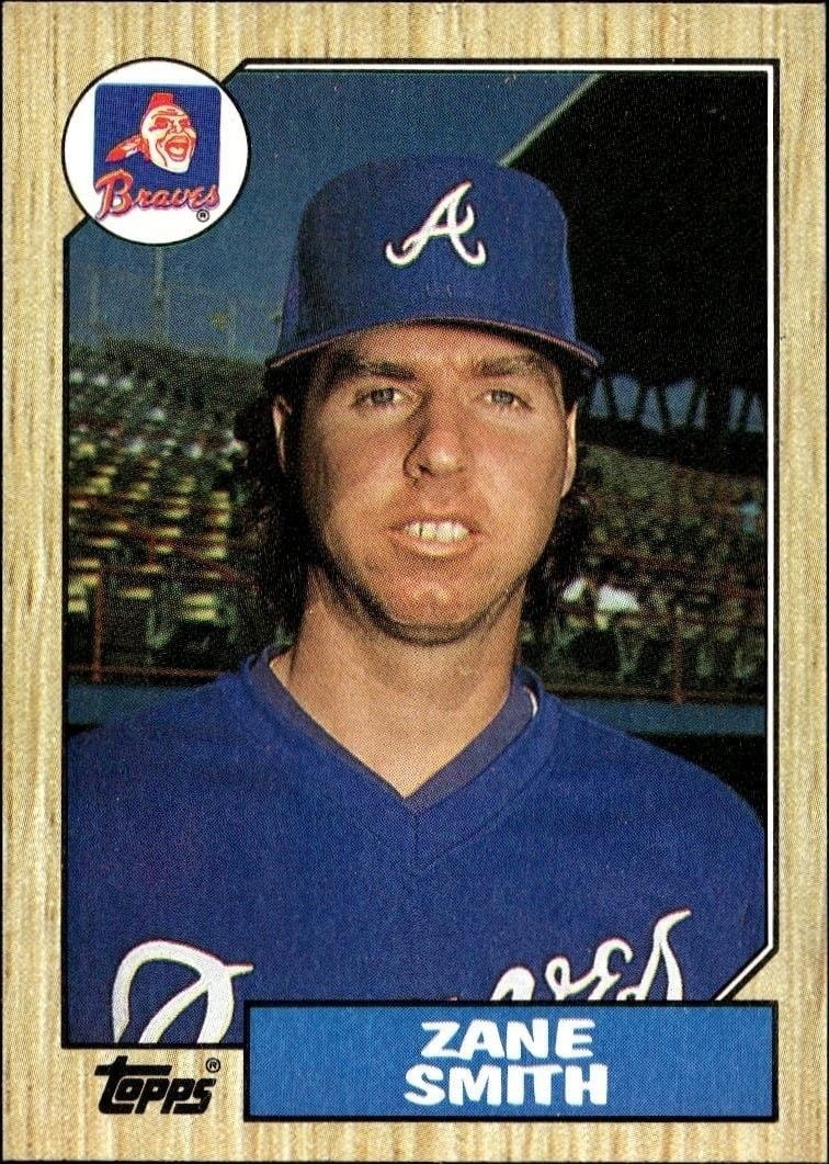 Zane Smith 1987 Topps #544 Baseball Trading Card - Front 1987 Topps Zane Smith #544 baseball trading card front