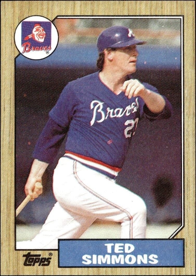 Ted Simmons 1987 Topps #516 Baseball Trading Card - Front 1987 Topps Ted Simmons #516 baseball trading card front