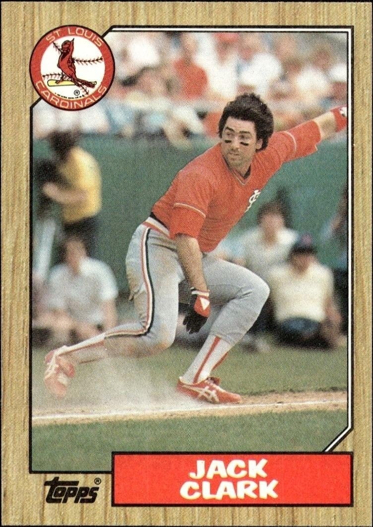 Jack Clark 1987 Topps #520 Baseball Trading Card - Front 1987 Topps Jack Clark #520 baseball trading card front
