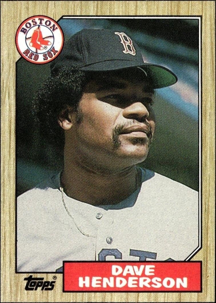 Dave Henderson 1987 Topps #452 Baseball Trading Card - Front 1987 Topps Dave Henderson #452 baseball trading card front
