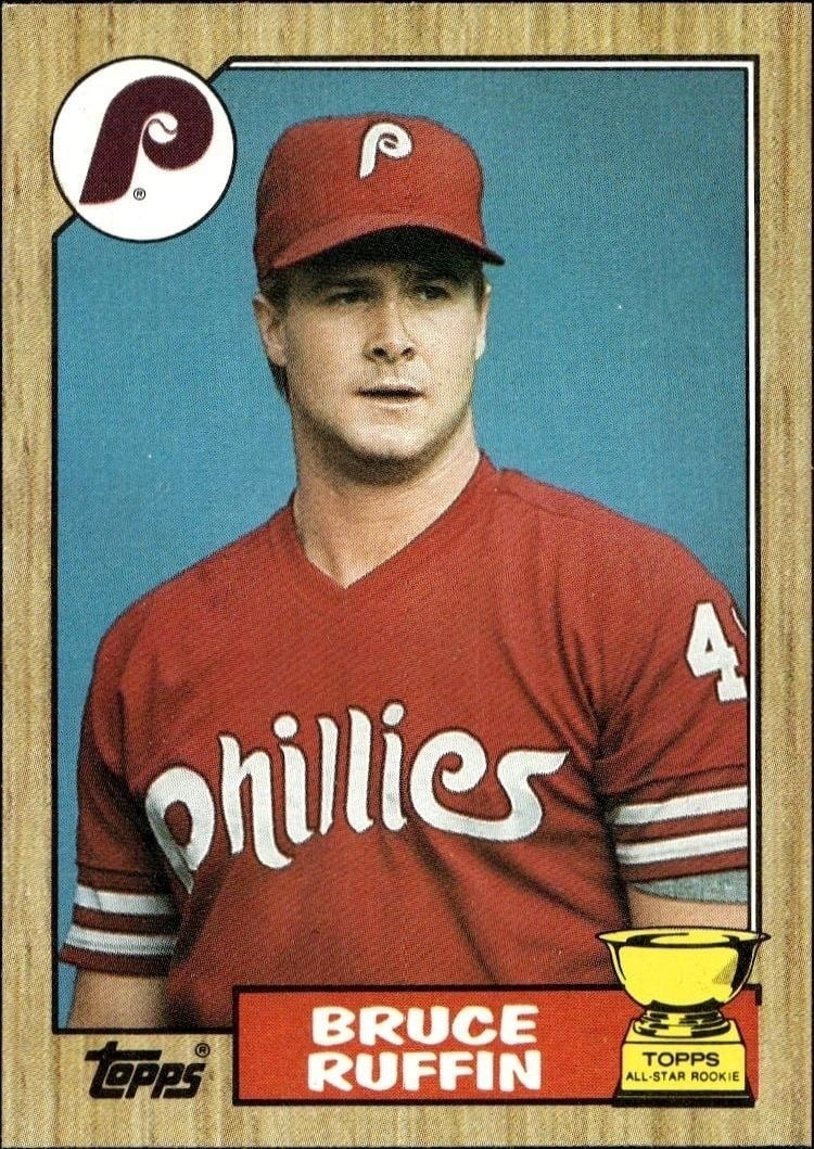 Bruce Ruffin 1987 Topps #499 Baseball Trading Card - Front 1987 Topps Bruce Ruffin #499 baseball trading card front