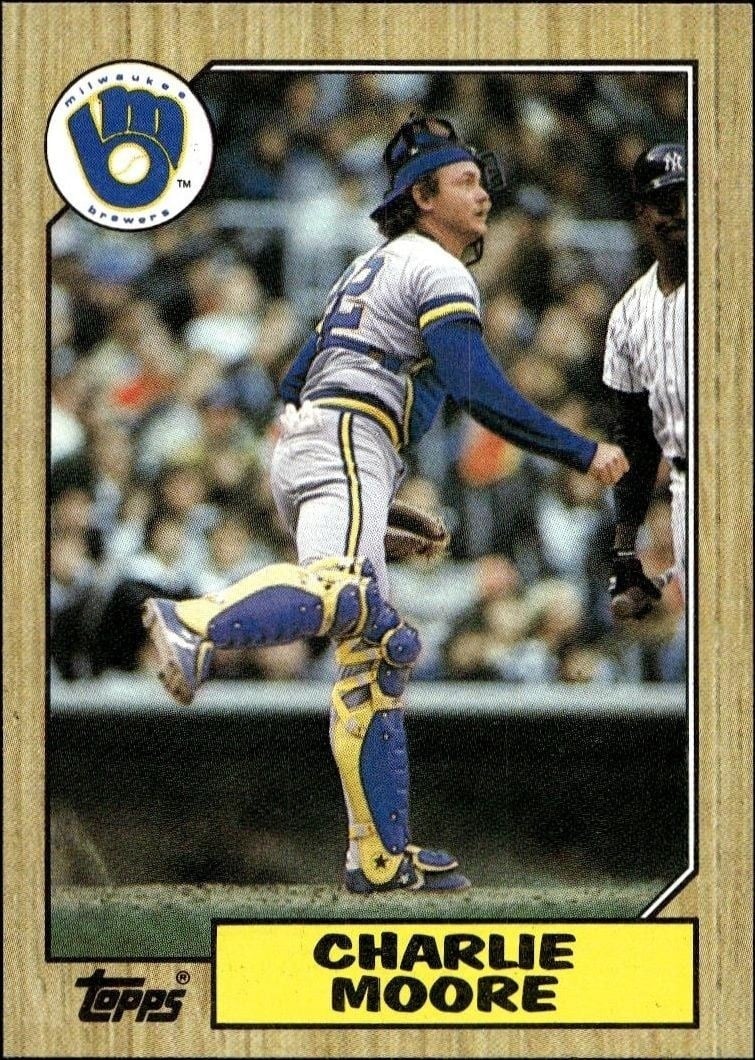 Charlie Moore 1987 Topps #676 Baseball Trading Card - Front 1987 Topps Charlie Moore #676 baseball trading card front