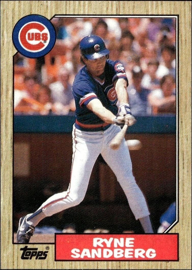 Ryne Sandberg 1987 Topps #680 Baseball Trading Card - Front 1987 Topps Ryne Sandberg #680 baseball trading card front
