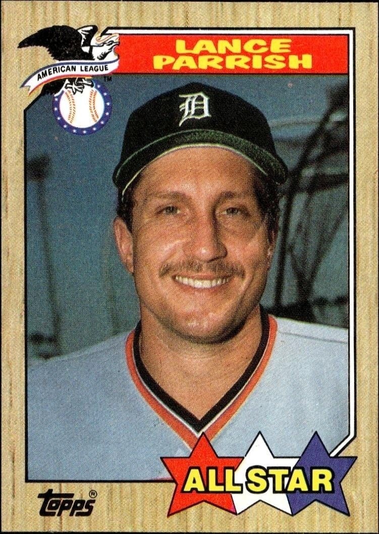 Lance Parrish 1987 Topps #613 Baseball Trading Card - Front 1987 Topps Lance Parrish #613 baseball trading card front