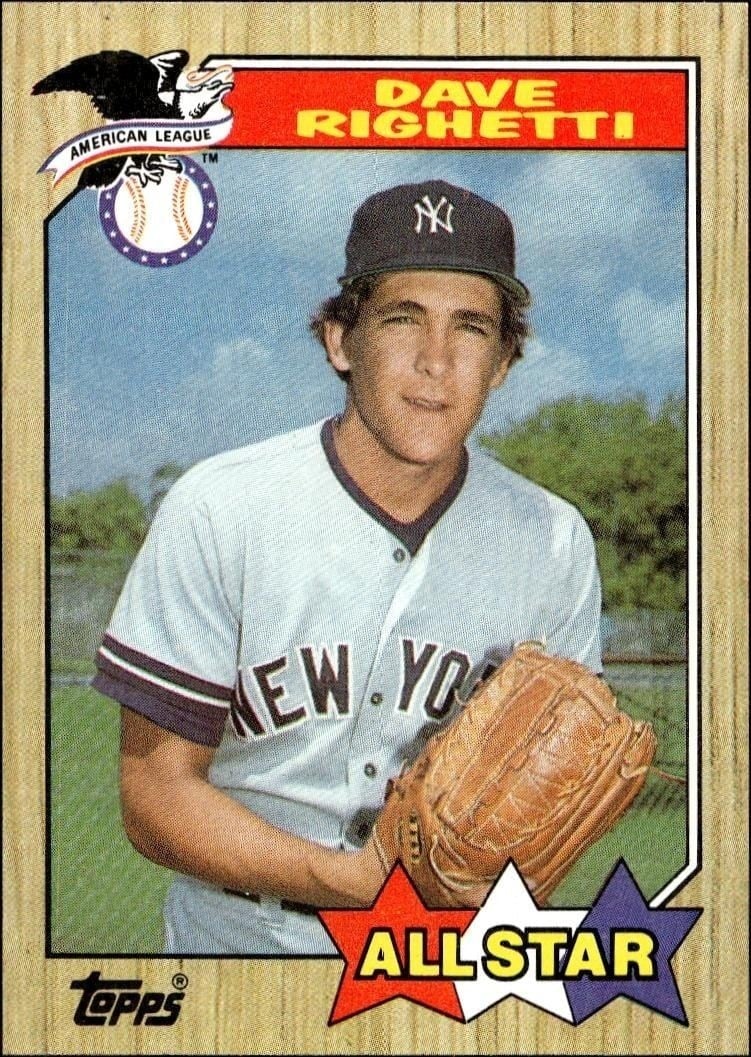 Dave Righetti 1987 Topps #616 Baseball Trading Card - Front 1987 Topps Dave Righetti #616 baseball trading card front