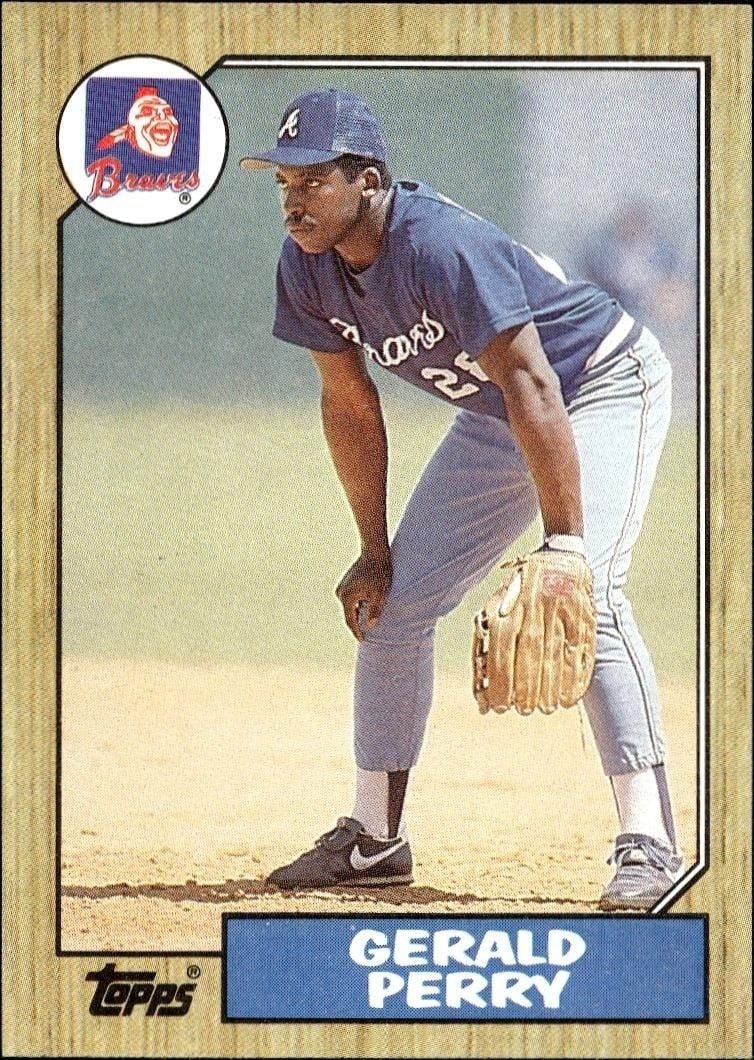 Gerald Perry 1987 Topps #639 Baseball Trading Card - Front 1987 Topps Gerald Perry #639 baseball trading card front