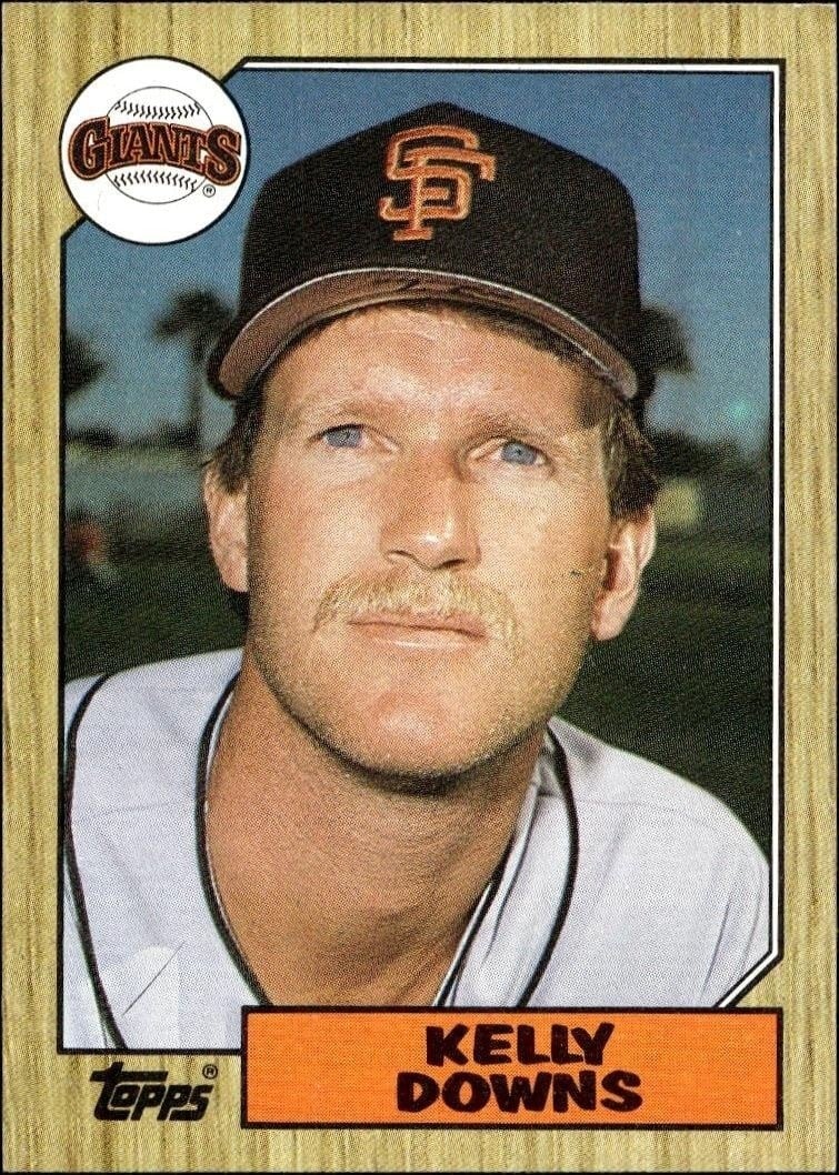 Kelly Downs 1987 Topps #438 Baseball Trading Card - Front 1987 Topps Kelly Downs #438 baseball trading card front