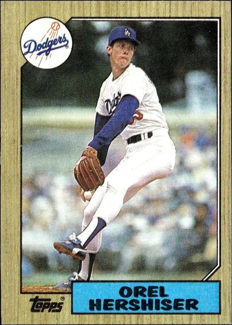 Orel Hershiser 1987 Topps #385 Baseball Trading Card - Front 1987 Topps Orel Hershiser #385 baseball trading card front
