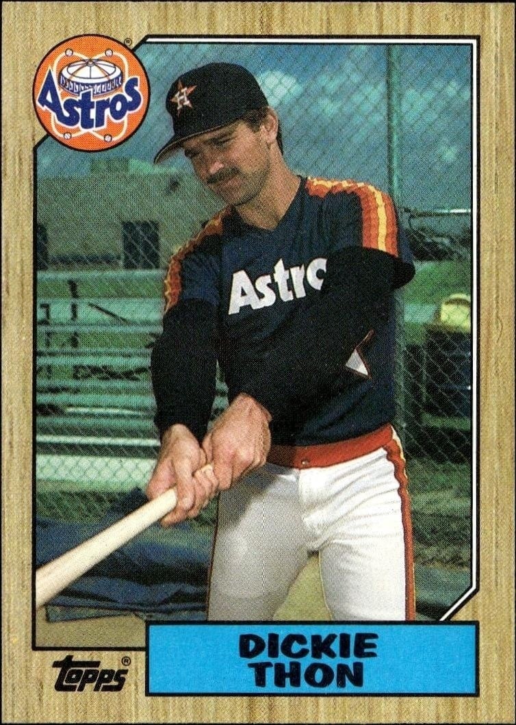 Dickie Thon 1987 Topps #386 Baseball Trading Card - Front 1987 Topps Dickie Thon #386 baseball trading card front