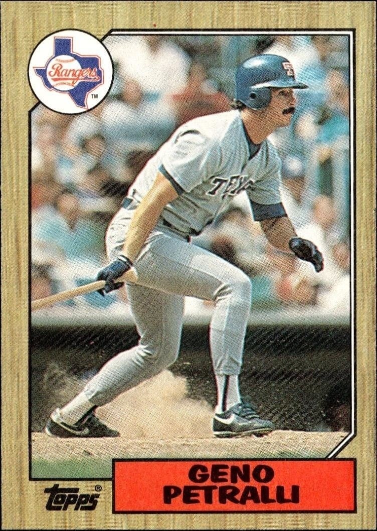 Geno Petralli 1987 Topps #388 Baseball Trading Card - Front 1987 Topps Geno Petralli #388 baseball trading card front