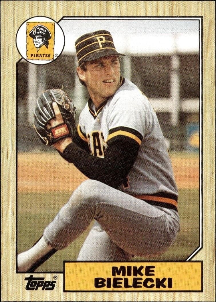 Mike Bielecki 1987 Topps #394 Baseball Trading Card - Front 1987 Topps Mike Bielecki #394 baseball trading card front