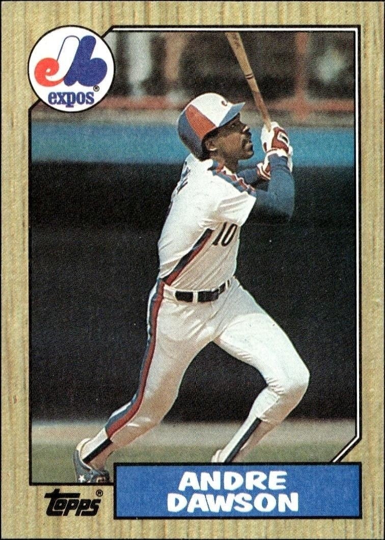 Andre Dawson 1987 Topps #345 Baseball Trading Card - Front 1987 Topps Andre Dawson #345 baseball trading card front